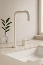 Waterevolution Flow 2-gats wastafelkraan hoge uitloop 222 mat wit T122HBR