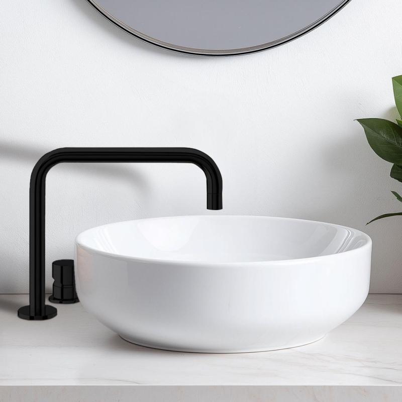 Waterevolution Flow 2-gats wastafelkraan mat zwart T112HPR