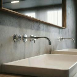 Waterevolution Flow 3-gats Inbouw Wastafelkraan Chroom met uitloop 21 cm T1163F01-21