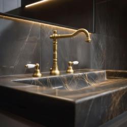 PB klassieke kraan 3 gats wastafelkraan Witte hendels Brons 1208854272