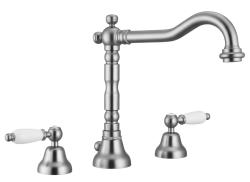 PB klassieke kraan 3 gats wastafelkraan Witte hendels RVS 1208854282