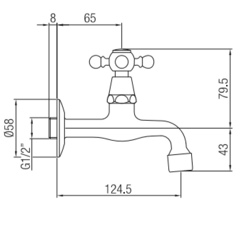 PB klassieke muurfonteinkraan met sterknop koud water chroom 1208855592