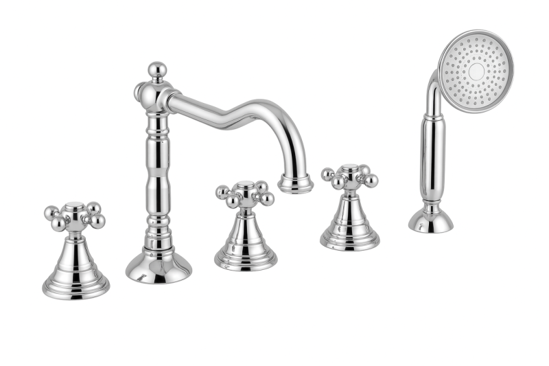 PB klassieke 5-gats badrandkraan met sterknoppen Chroom 1208855772