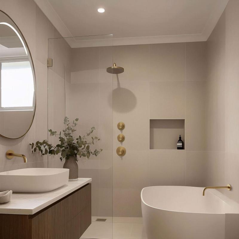 Waterevolution Flow inbouw douchethermostaat met 2 stopkranen geborsteld messing 1208916452