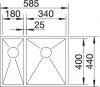 Blanco dubbele spoelbak Zerox 180/340-U onderbouw 521614 Nieuw (kloon)