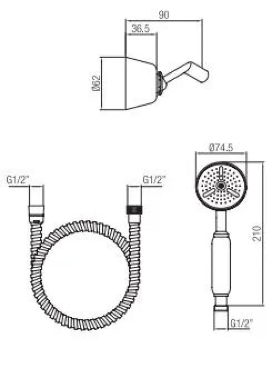 PB klassieke handdoucheset met ophanghaak rvs 1208952419