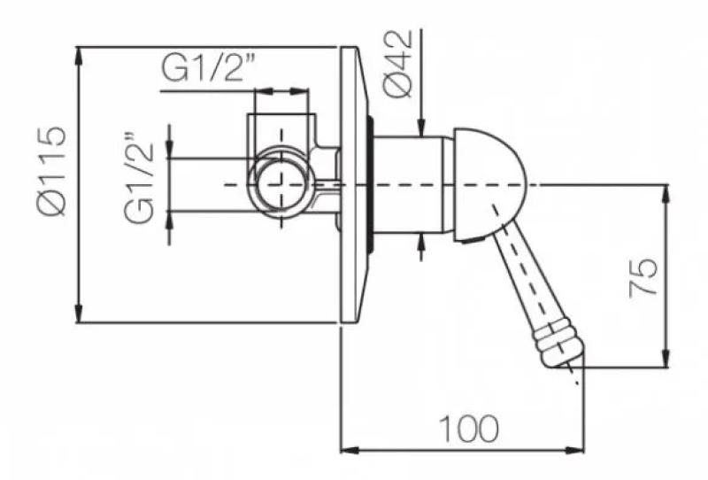 PB nostalgische Inbouw mengkraan met Witte Hendel chroom