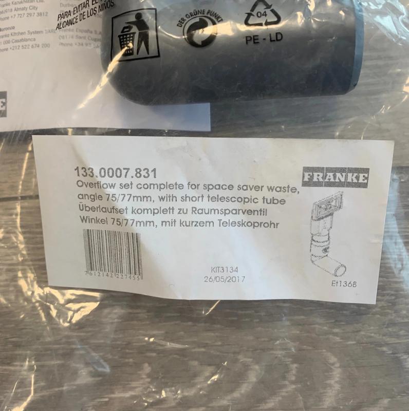 Franke Overloopgarnituur Universeel Hoek 75/77 133.0036.499