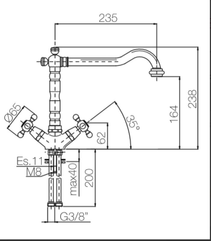 Nostalgische landelijke keukenkraan V1910 mat zwart 1208953461