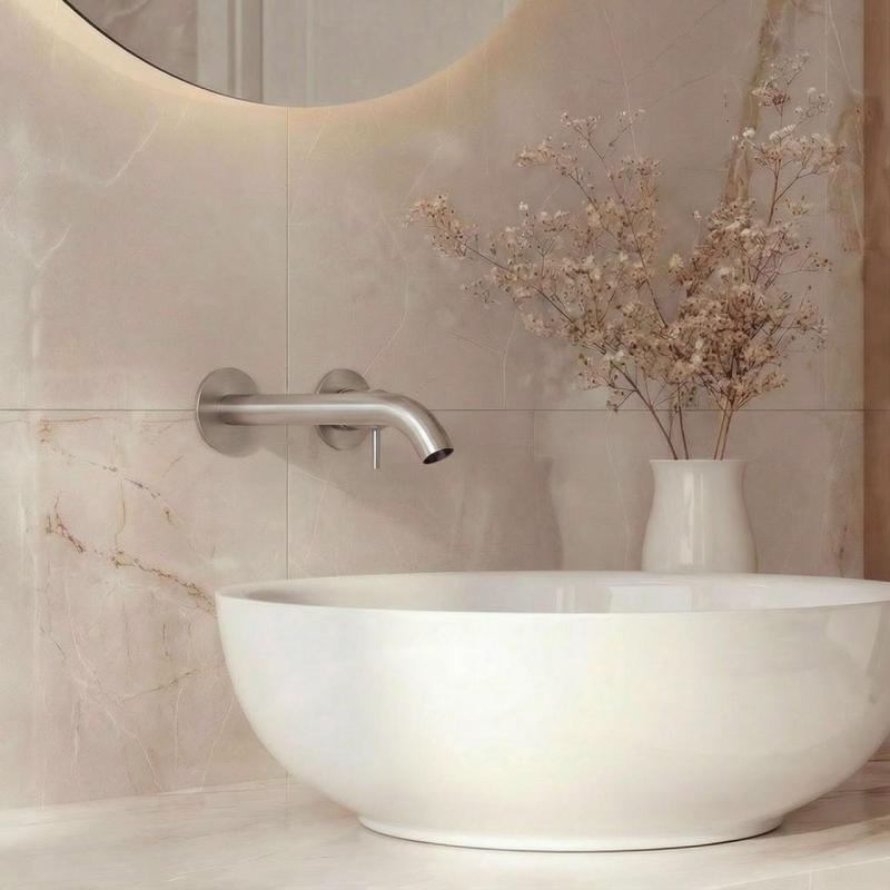 SB Round inbouw wastafelmengkraan geborsteld nickel 162mm