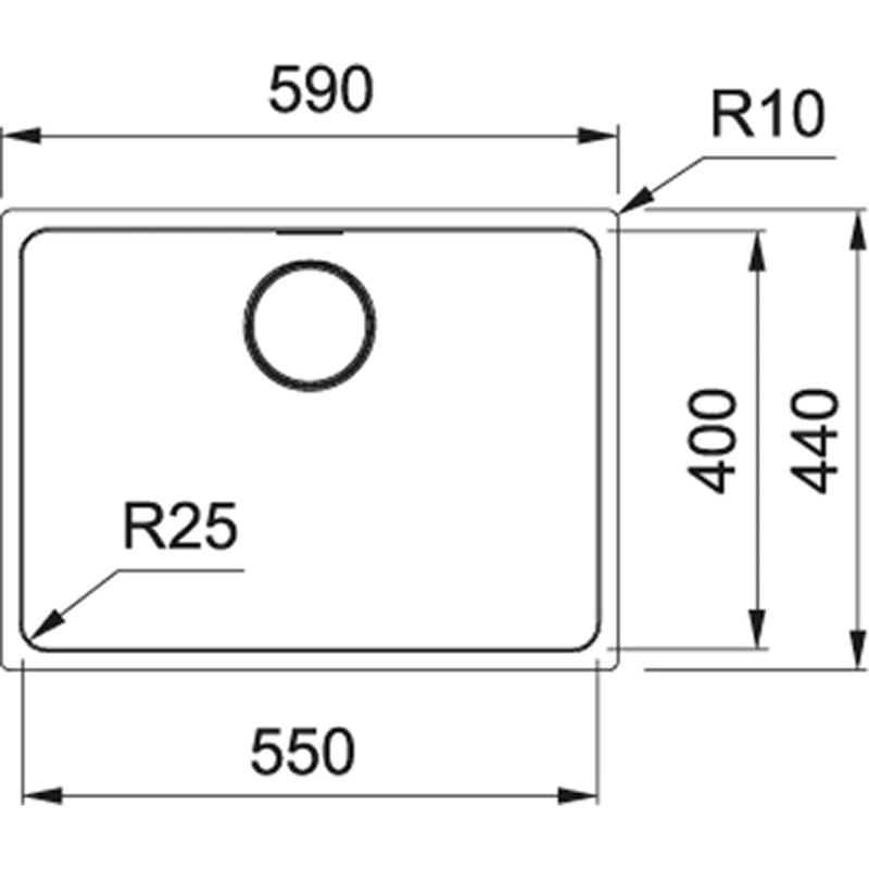 Franke Mythos MYX 110.55 rvs spoelbak 55x40cm onderbouw 122.0638.200