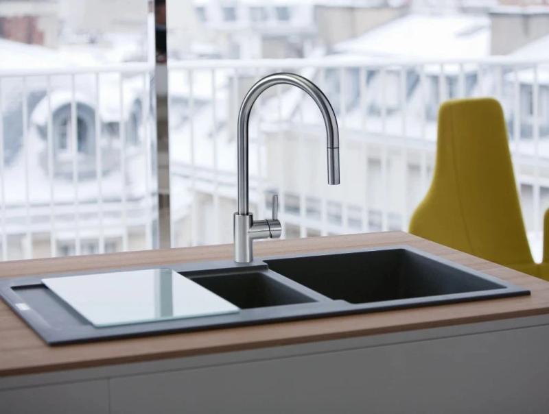 Franke Keukenkraan Eos Neo met uitloop uittrekbare sproeikop volledig RVS 115.0590.045