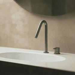 Waterevolution Flow 2-gats wastafelkraan PVD Gun Metal met kleine V 120mm uitloop T1121VGME