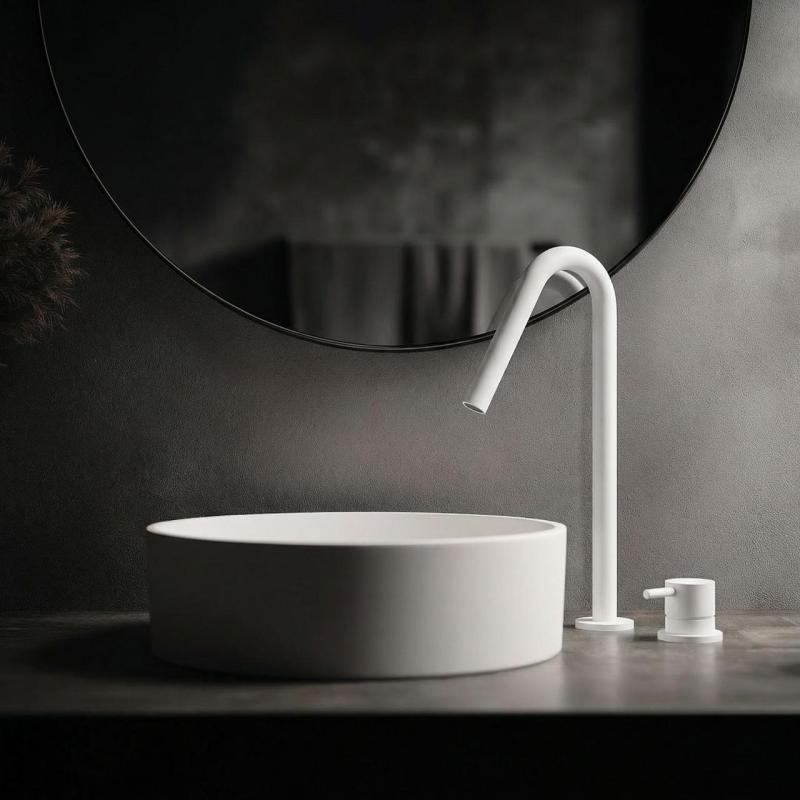 Waterevolution Flow 2-gats wastafelkraan wit met hoge V 120mm uitloop T1122VBR