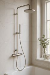 Waterevolution Flow douchecombinatie met thermostaat en regendouche volledig RVS T141TIE