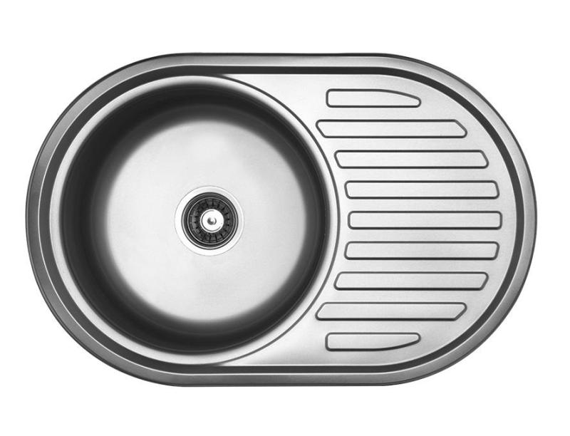 Ausmann Basic ronde spoelbak met afdruiprek RVS 77x50 cm  inclusief sifon 1208955523