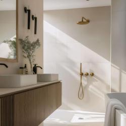 Waterevolution Flow inbouw doucheset met thermostaat regendouche en handdouche geborsteld messing