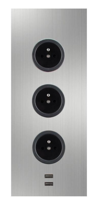 Indux Corner Еnergiezuil met 3 stopcontacten Penaarde en 2 x USB-lader RVS 1208955897
