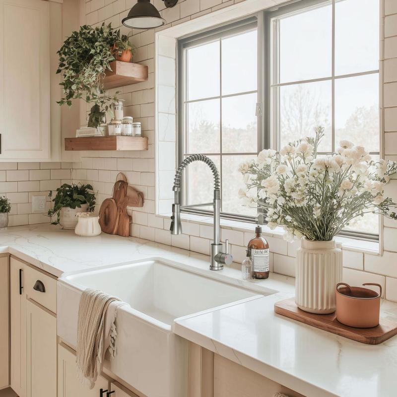 Quadri Derby keukenmengkraan met flexibele uitloop en douche met 2 straalsoorten chroom 1208955915