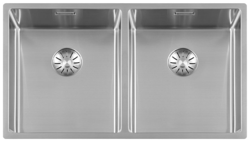 OUTLET Flens gebogen! Lorreine Superplug  rvs dubbele spoelbak 3434 cm onderbouw  1208955942