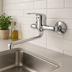 Aquadesign Dijon wandkraan eenhendel keuken muurkraan chroom 1208955950