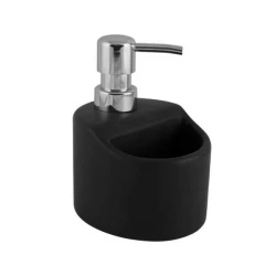 Aquadesign Nantes vrijstaande keramische zeepdispenser chroom met mat zwart met bakje 1208955960
