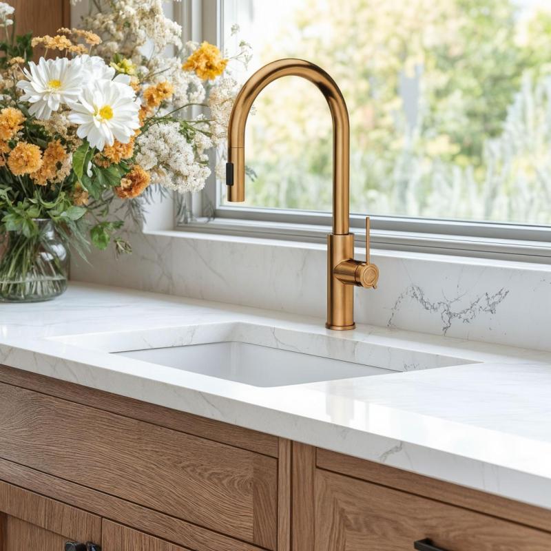 Quadri Retford keukenmengkraan koper met uitneembare uitloop en sproeistand 1208956086