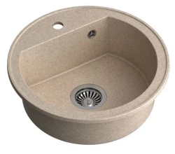 Quadri Norwich graniet zand beige ronde spoelbak 51cm opbouw 1208956317