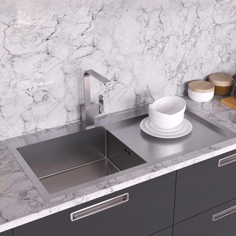 Ausmann Oder Blue grote rvs spoelbak 100x51cm vlakbouw en opbouw met afdruipgedeelte 1208957124