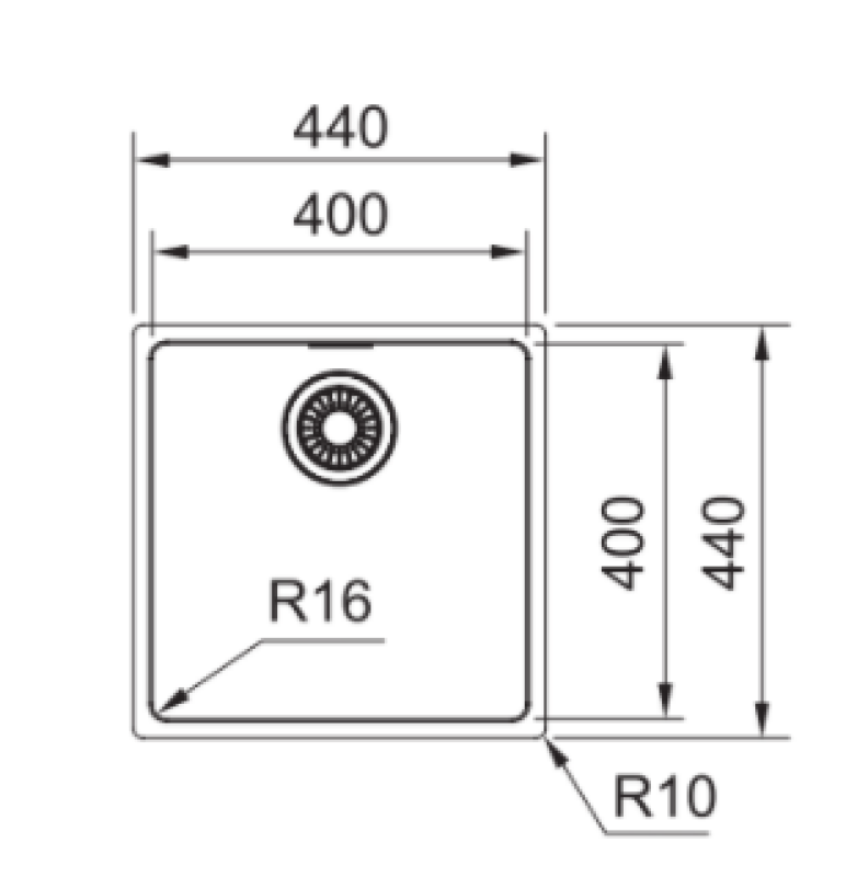 OUTLET Bodem licht bekrast Franke Maris MRX 210.40 rvs spoelbak 40x40 vlakinbouw en opbouw 1208957136