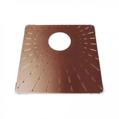 CARESSI CABR40CO Bodemrooster R-serie Copper bodemrek PVD koperen gootsteen rek 39x39cm 1208957257