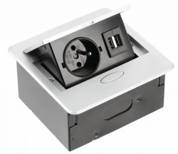 Indux Flip Small stopcontact penaarde in het werkblad of bovenkast mat wit met 2 USB opladers 1208957426