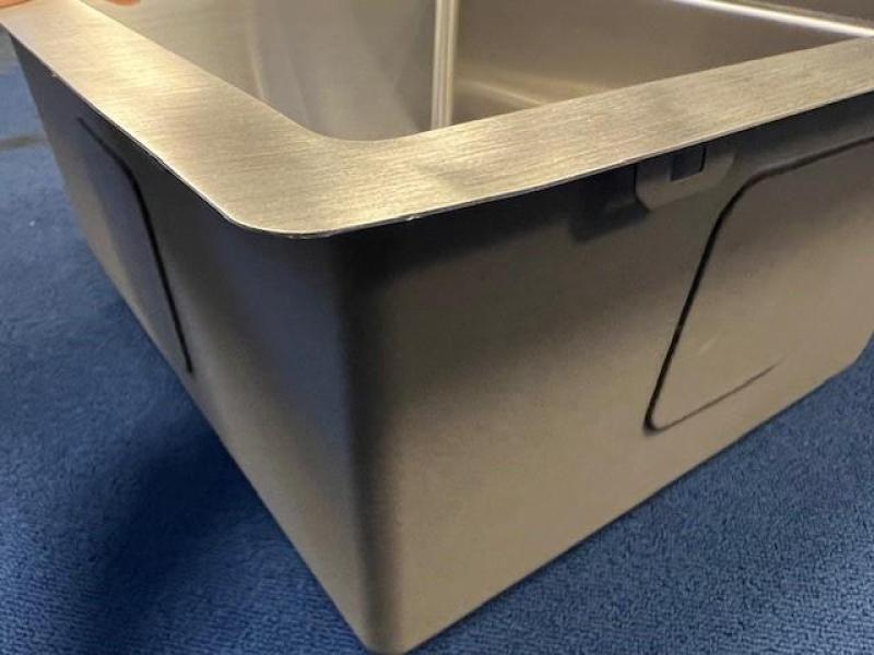 OUTLET Hoeken gebogen Ausmann Oder Blue 1,5 rvs spoelbak 100x51cm vlakbouw en opbouw met afdruipgedeelte 1208957486