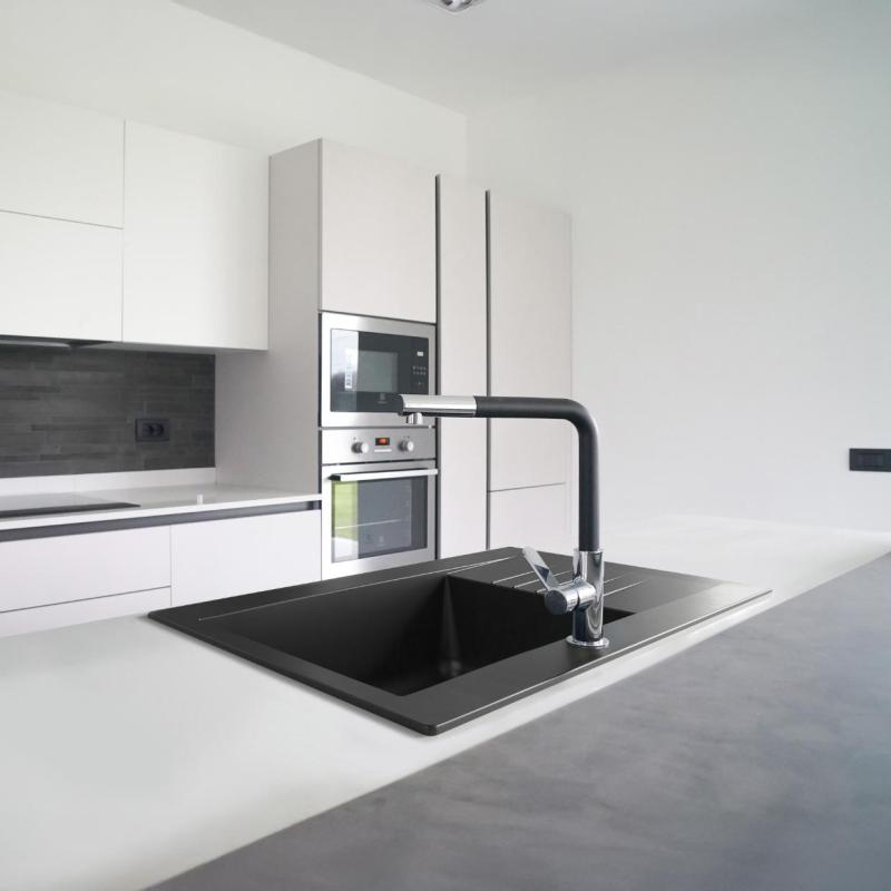 Ausmann Fibre Mini spoelbak zwart omkeerbaar met afdruip opbouw 62x50cm 1208957667