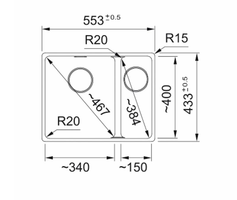 Franke Maris MRG 260-34-15 Fragranite Polar White spoelbak Bak Links vlakinbouw