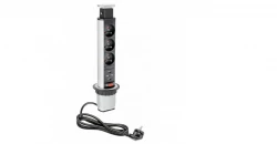 Indux Up & Down small verzinkbare penaarde zilver keuken stopcontact in werkblad met 3 stopcontacten en 2 x USB 1208957842
