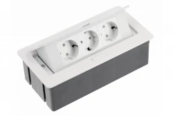 Indux Flip Medium keuken stopcontact randaarde in het werkblad of bovenkast wit met 3 stopcontacten 1208957843