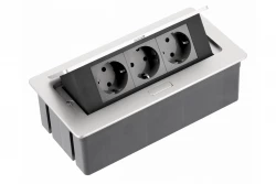 Indux Flip Medium keuken stopcontact randaarde in het werkblad of bovenkast aluminium met 3 stopcontacten 1208957844