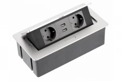 Indux Flip Medium keuken stopcontact randaarde in het werkblad of bovenkast wit met 2 stopcontacten en 2 USB opladers 1208957848