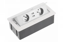 Indux Flip Medium keuken stopcontact penaarde in het werkblad of bovenkast wit met 2 stopcontacten en 2 USB opladers 1208957849