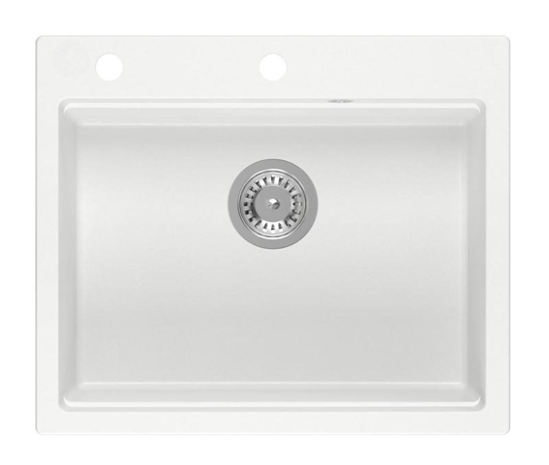 Quadri Durham wit graniet opbouw spoelbak 595x500 met zeepdispenser, snijplank, rolmat, inzetbak en rolmat 1208957903