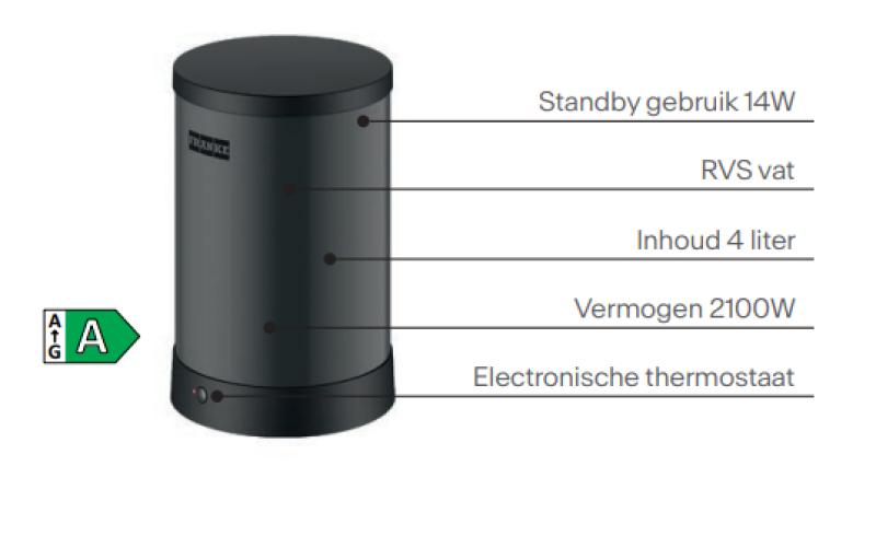 Franke Maris water hub 4L boiler 3-1 met Twist mechanische kokend water kraan chroom met waterhub mengset 1208957940