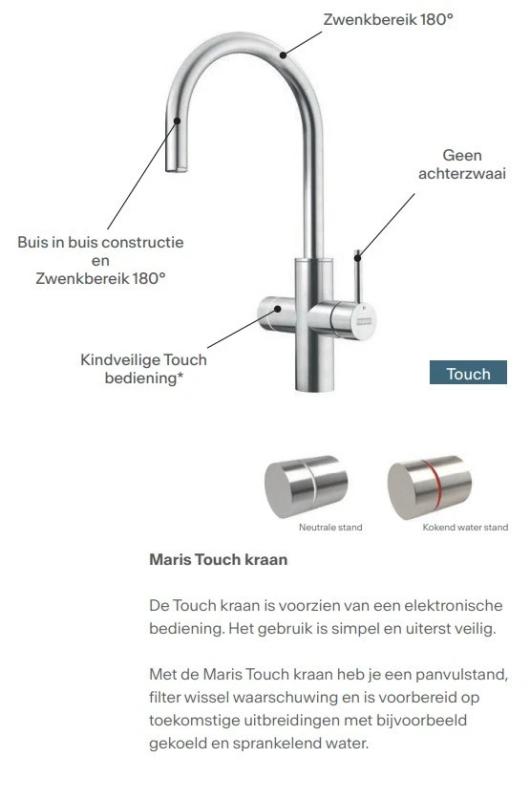 Franke Maris water hub 4L boiler 3-1 met Touch electronische kokend water kraan RVS met waterhub mengset 1208957943