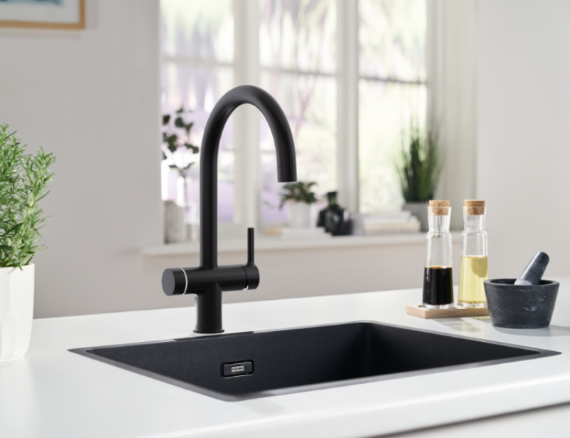 Franke Maris water hub 4L boiler 3-1 met Touch electronische kokend water kraan mat zwart 160.0702.518