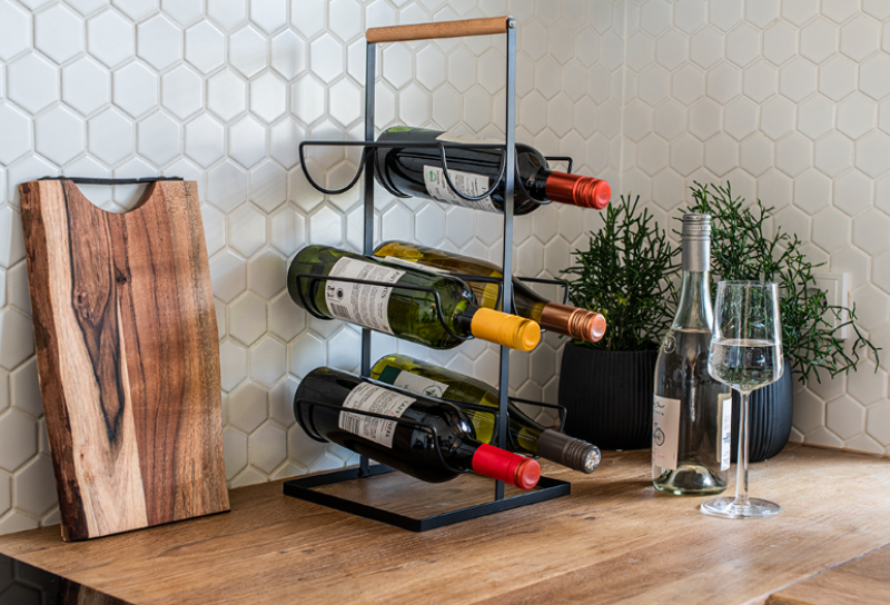 EPKA Bamboo zwart wijnflessenrek steel 48.5x23x20.5cm 1208958251