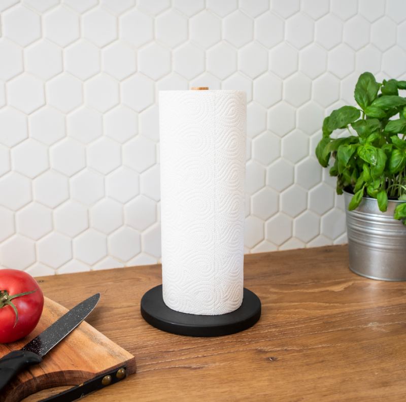 EPKA Bamboo staal papieren handdoekhouder zwart 34.3x15x15cm 1208958255