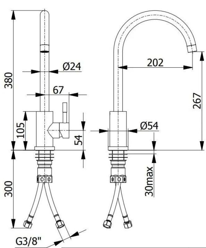 Ausmann Inox Round keukenkraan draaibare uitloop volledig RVS 1208958308