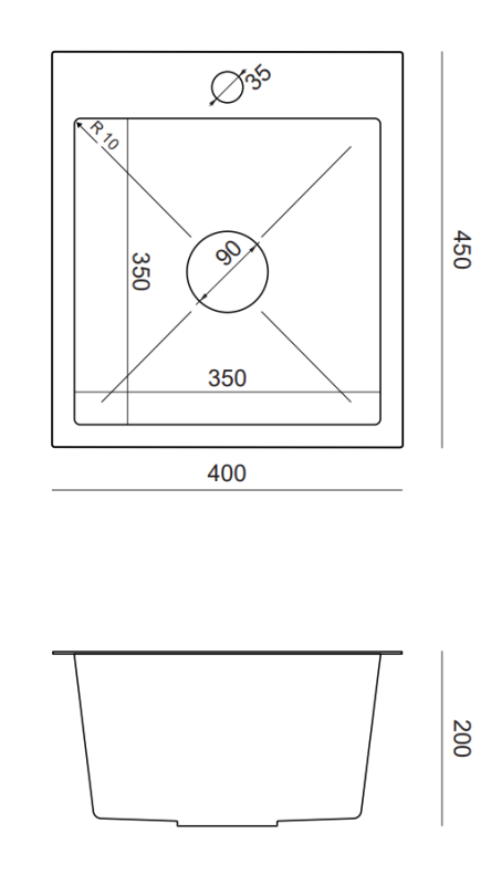 Quadri Dixton 40 set met RVS spoelbak 400x450 mm met kraangat opbouw en keukenkraan Quadri Bristol RVS