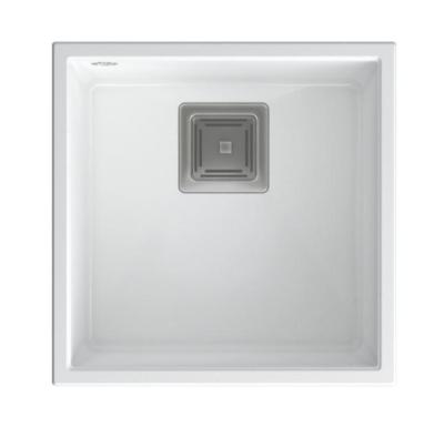 Quadri Hilcott  graniet onderbouw witte spoelbak met vierkante plug rvs 38x38cm 1208967242