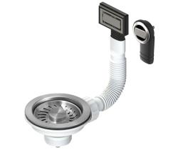 Granitemy korfplugset geborsteld RVS, afvoerset spoelbak incl. overloop rond en rechthoek 1208967254